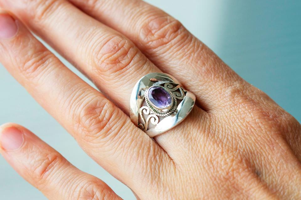Purple Moonstone Gem Ring 